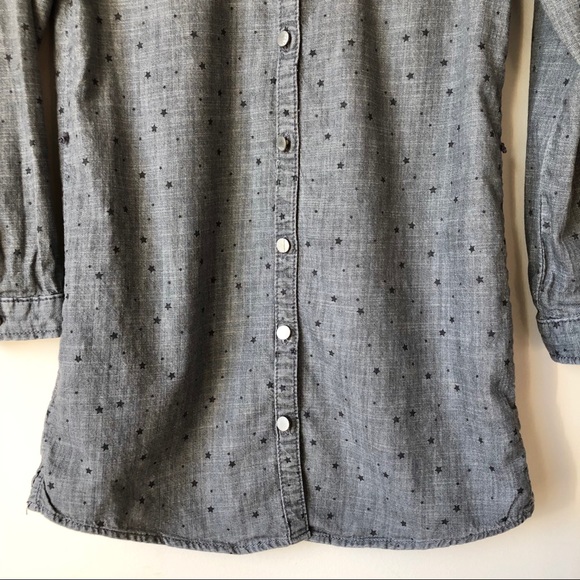 Gap Kids Gray Denim Shirt Dress Star Print Girl’s L - Picture 4 of 10